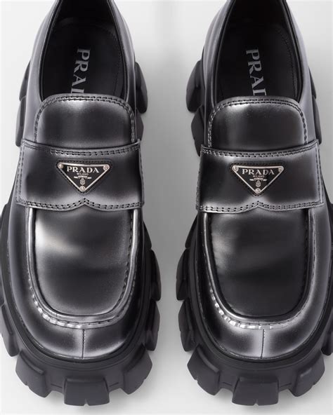 prada brushed leather loafers men|monolith nuanced brushed leather loafers.